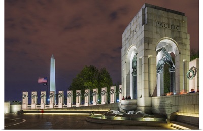 World War II Memorial At Night, Washington, D.C., USA