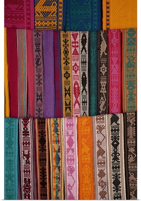 Woven belts on display at market, Oaxaca, Mexico
