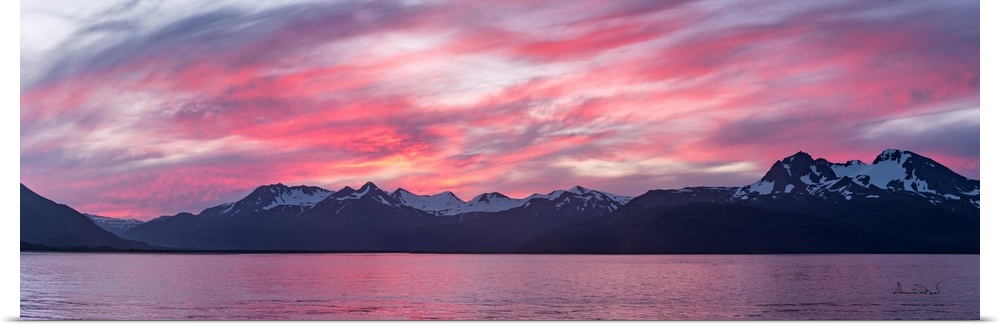 Sunset over the mountains in Katmai National Park, Alaska.