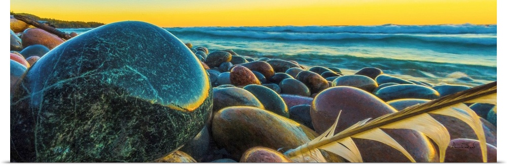 Digital photo art of Pebble Beach on the shores of Lake Superior, Marathon, ON, Canada.