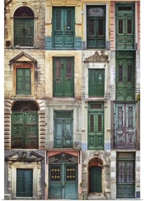A Photo Collage Of 16 Colourful Front Doors To Houses And Homes