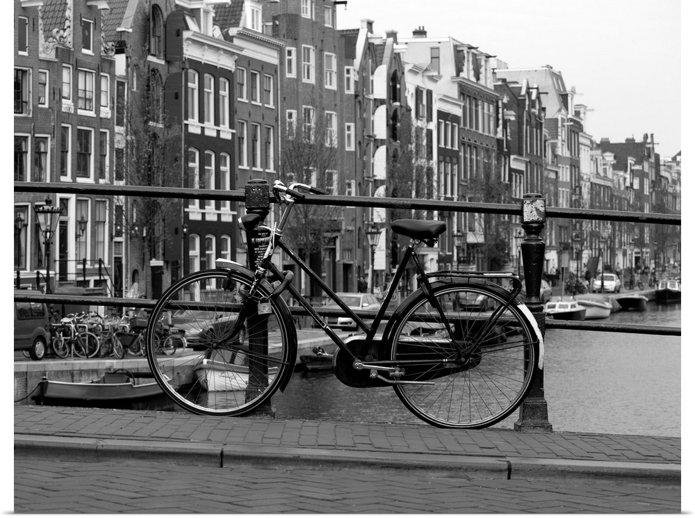Black and white view of Amsterdam.