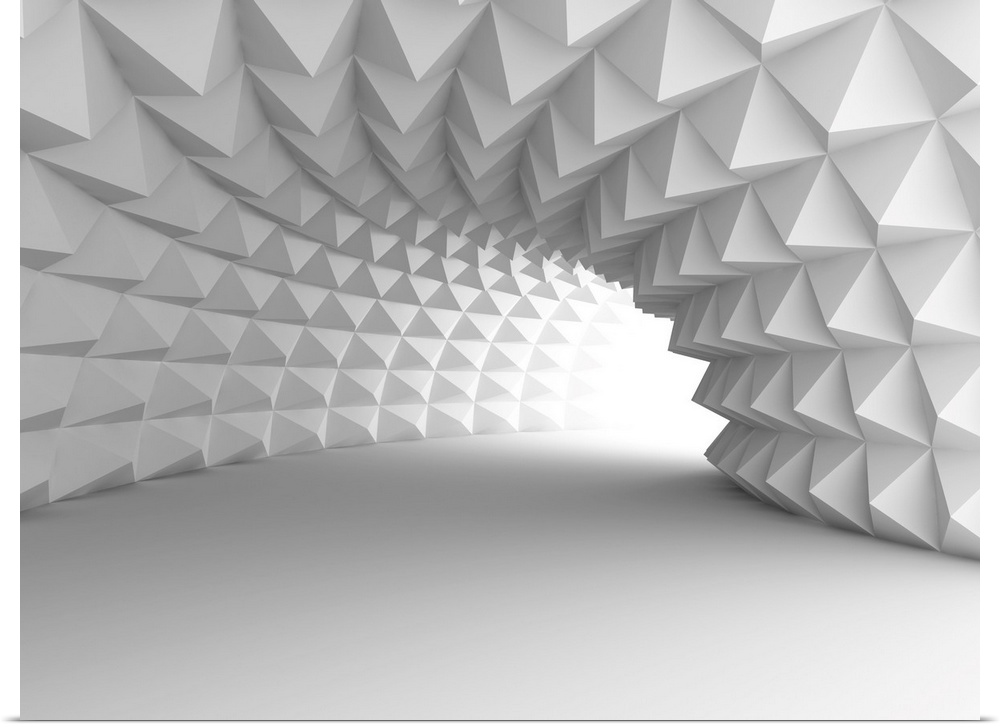 Abstract architecture tunnel with light background. 3D render illustration.