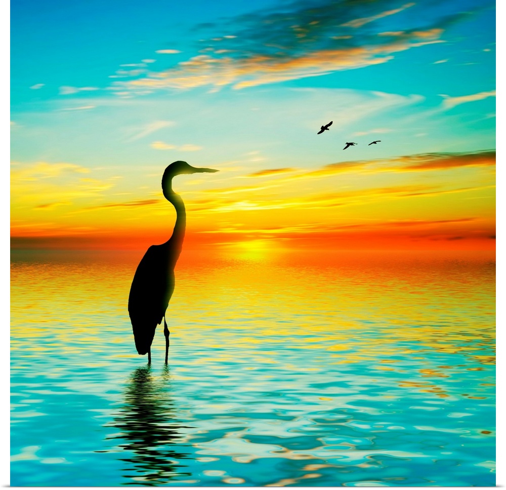 Beautiful landscape with a heron.