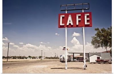 Cafe Sign Along Historic Route 66 In Texas
