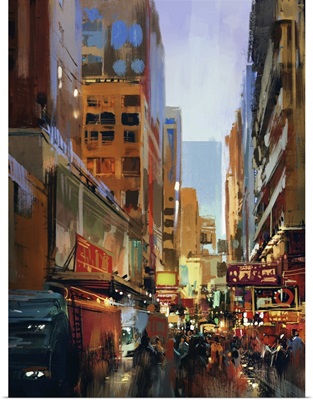 Colorful Painting Of City Street