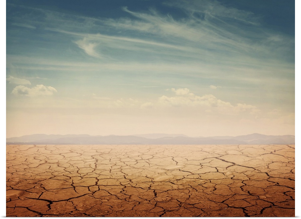 Desert landscape background - global warming concept.