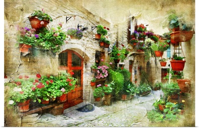 Floral Streets Of Spello, Umbria, Italy