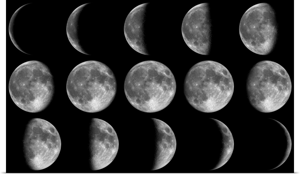 The different phases of our moon during one month.