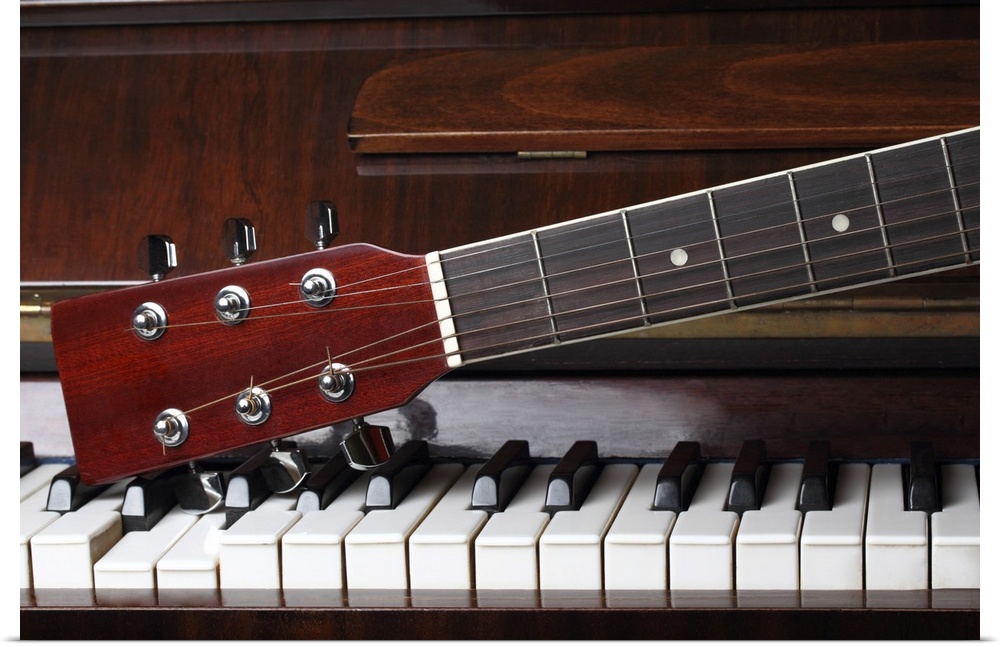 Guitar Neck On Old Piano Keys