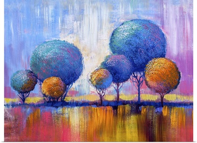 Impressionist Landscape With Colorful Trees