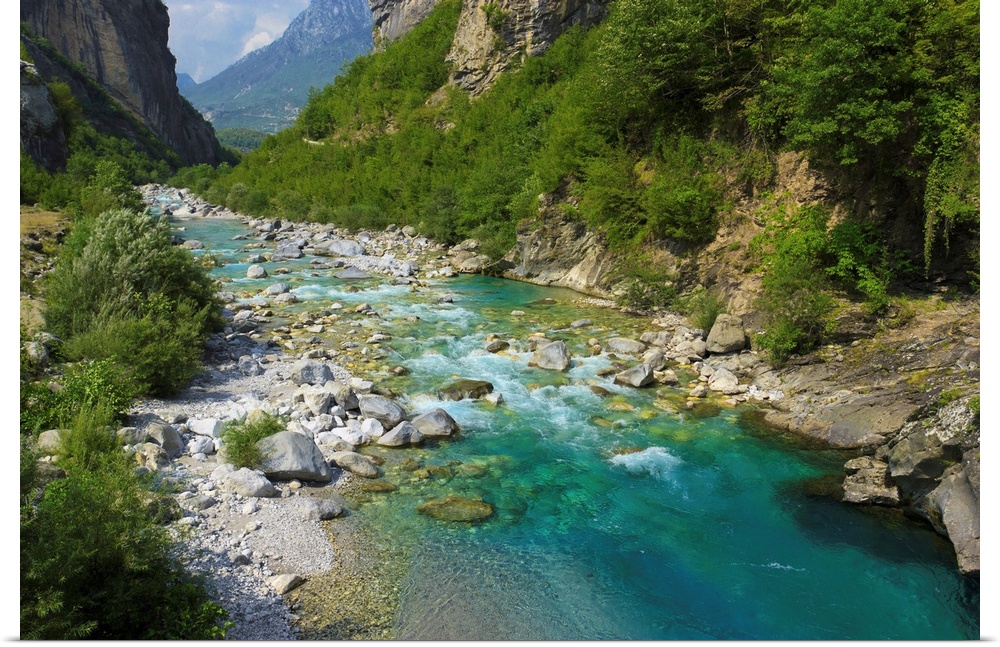 Amazing view of mountain river in Albanian Alps.