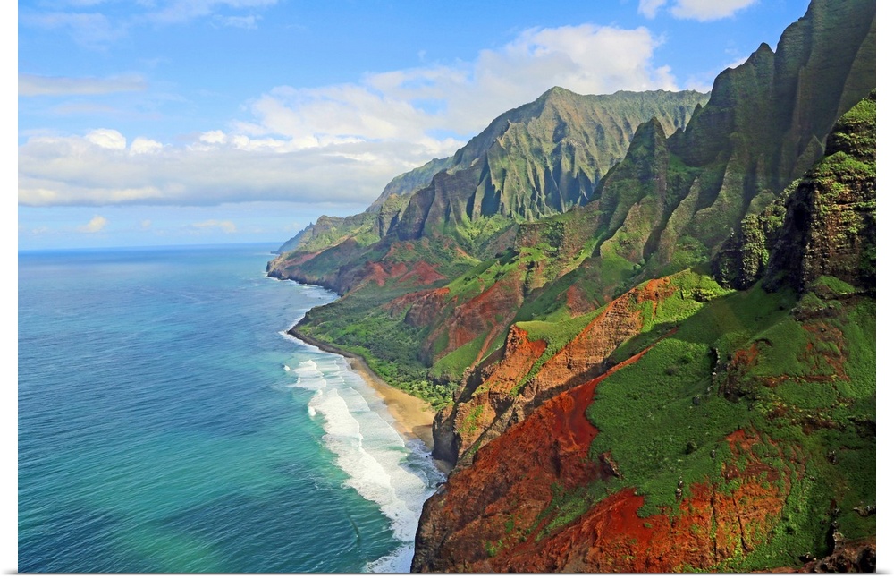 View at Na Pali coast from helicopter, Kauai, Hawaii.