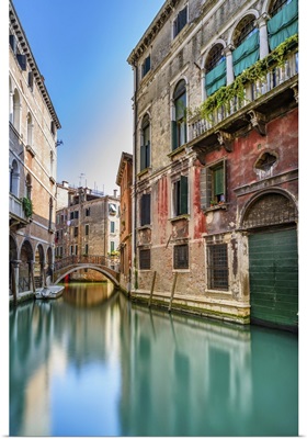 Venice Cityscape, Water Canal, Bridge And Traditional Buildings, Italy