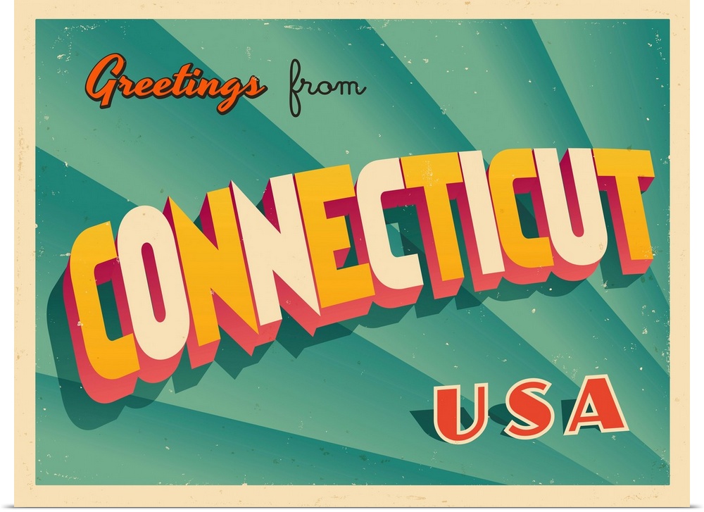 Vintage touristic greeting card - Connecticut.