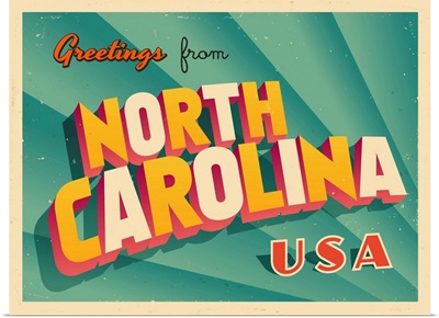 Vintage Touristic Greeting Card - North Carolina