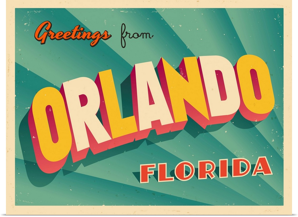 Vintage touristic greeting card - Orlando, Florida.