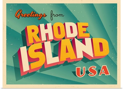 Vintage Touristic Greeting Card - Rhode Island