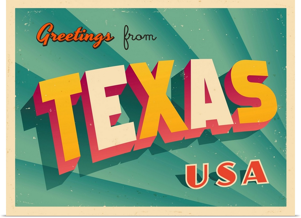 Vintage touristic greeting card - Texas.