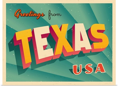 Vintage Touristic Greeting Card - Texas
