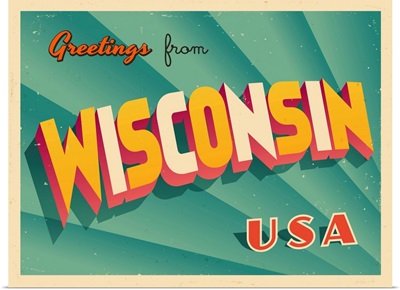 Vintage Touristic Greeting Card - Wisconsin