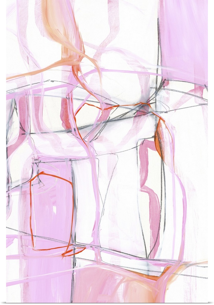 Contemporary abstract artwork in pastel shades of pink and white.