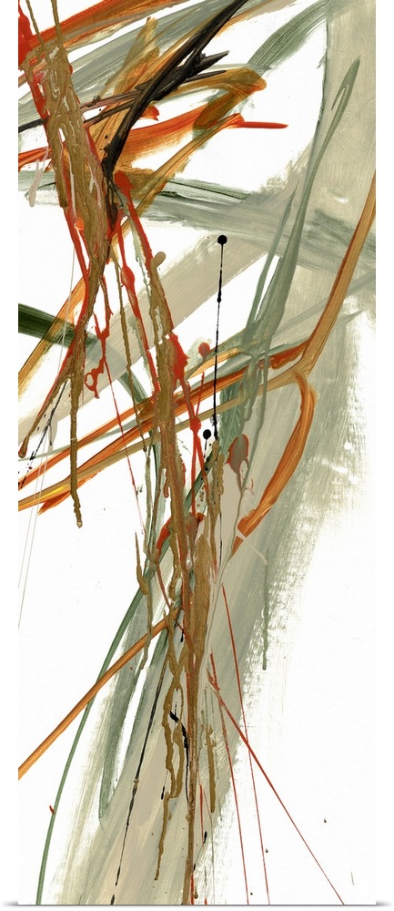 A contemporary abstract painting using earthy tones and aggressive slash strokes.