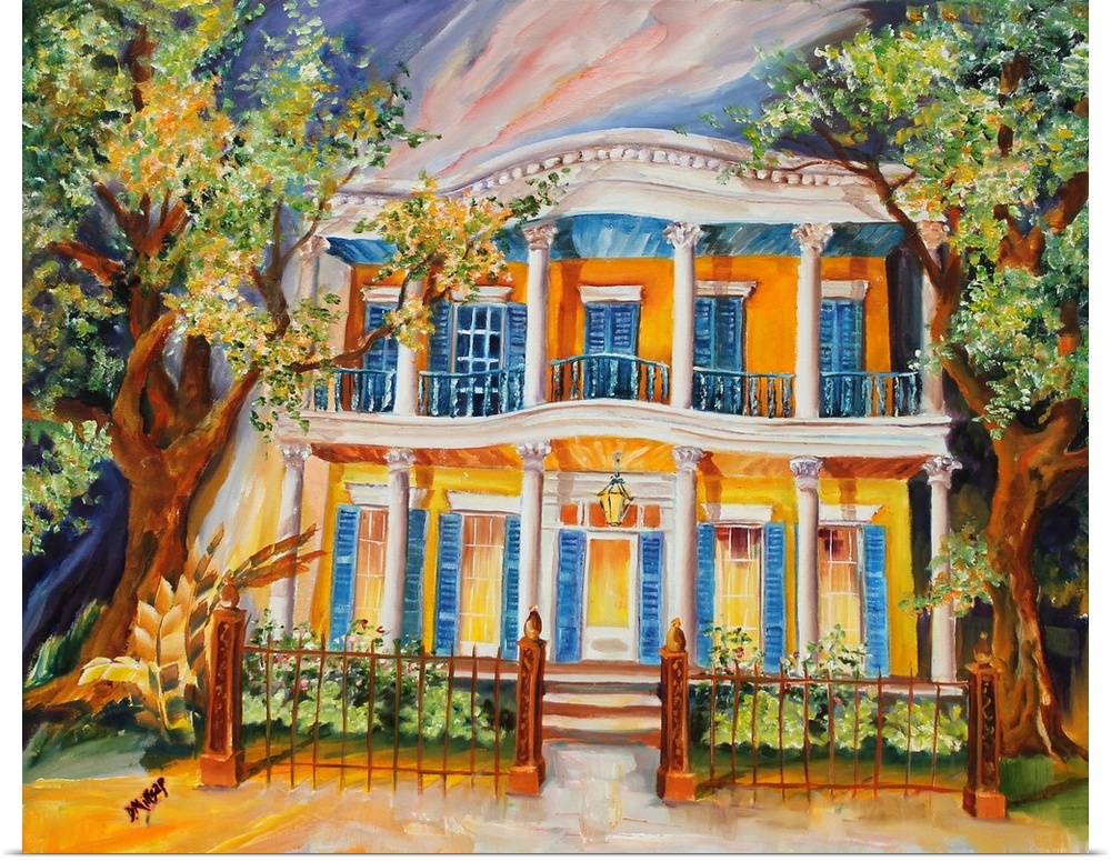 Painting of a yellow house located in the Garden District in New Orleans, LA.