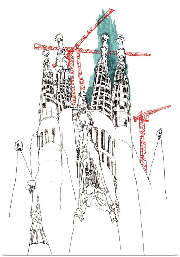 Drawing I made at the foot of the famously under construction cathedral by Gaudi. I used a minimal approach to capture sel...