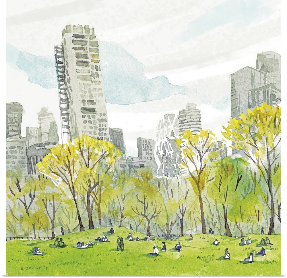A spring day well spent sitting in the picturesque lawns of Sheep Meadow in Central Park, painting the New Yorkers relaxin...