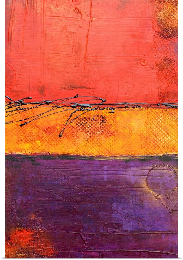 Contemporary abstract painting from Erin Ashley featuring color streaks and rough lines.