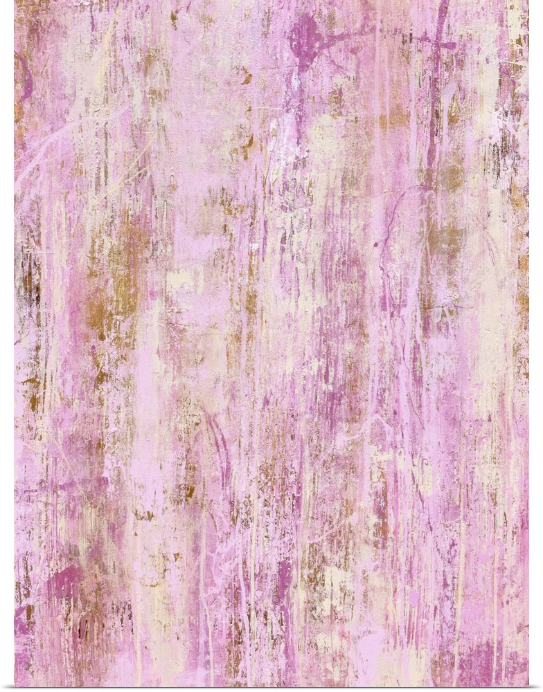 Contemporary abstract painting of a color-field of weathered soft pink.