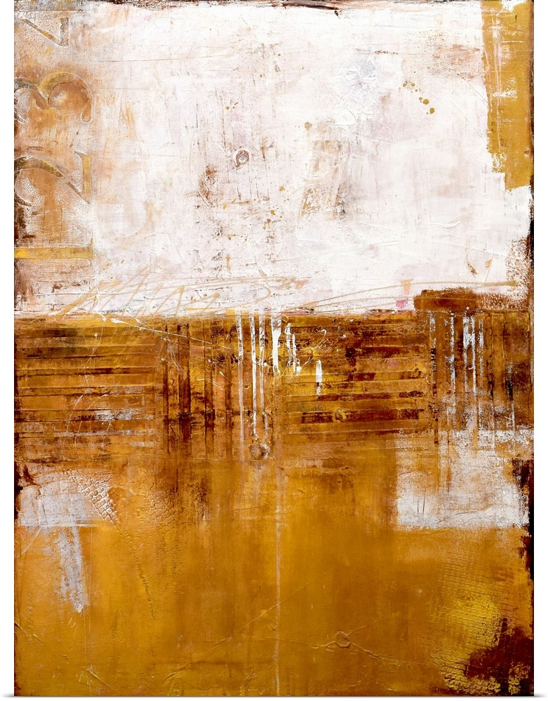 Contemporary abstract painting using earthy tones with with white.