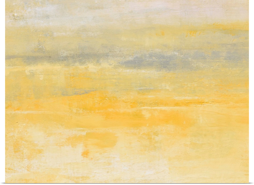 Contemporary abstract painting using pale yellow and gray.