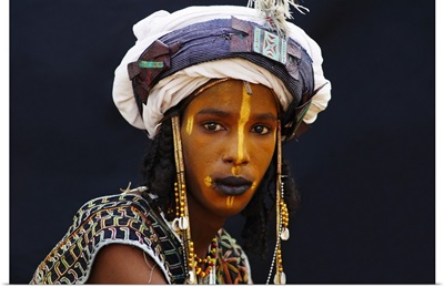 A Wodaabe-Bororo boy, painted for the annual Gerewol male beauty contest
