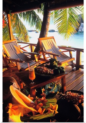 Africa, Seychelles, Praslin, Les Rochers, verandah