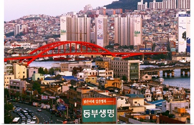 Asia, Korea, South Korea, Pusan, Pusan (Busan) town, view from Phoenix Hotel