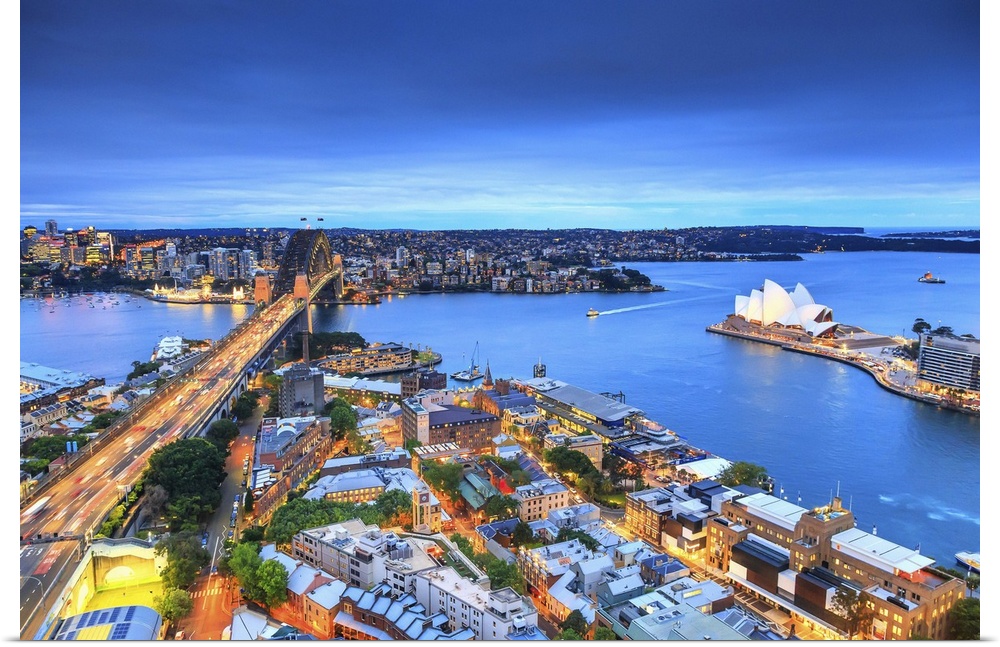 Australia, New South Wales, Oceania, Sydney, Sydney Opera House, Sydney Harbor Bridge, Cityscape with the Harbor Bridge at...