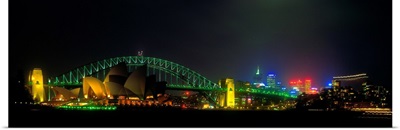 Australia, Sydney, View towards Sydney Opera House and Sydney harbor Bridge