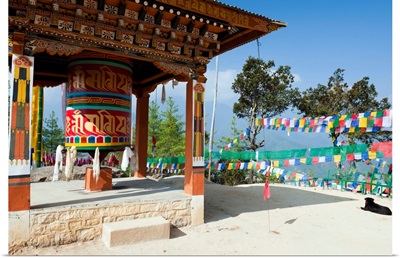 Bhutan, Paro, Prayer wheel on the path to the Tigers nest
