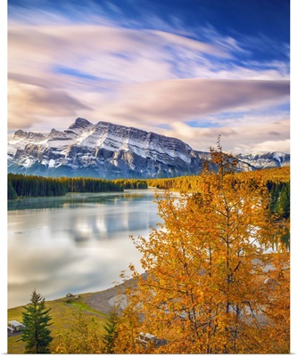 Canada, Alberta, Banff National Park, Rocky Mountains, Two Jack Lake and Mount Rundle