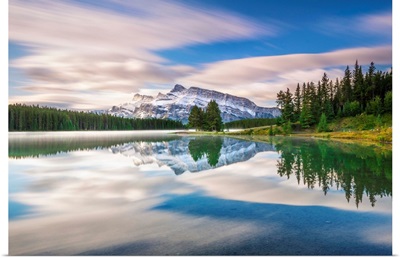 Canada, Alberta, Banff National Park, Two Jack Lake and Mount Rundle