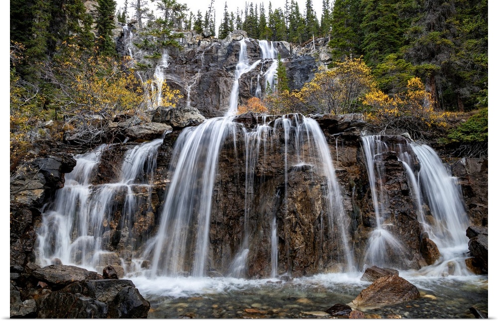 Canada, Alberta, Jasper National Park, Rocky Mountains, Canadian Rocky Mountains, Tangle Creek Falls in Jasper National Park.
