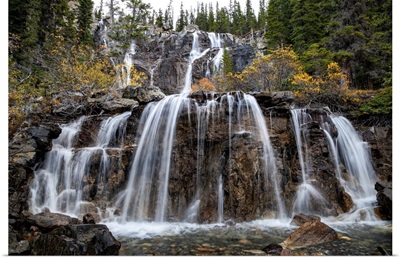 Canada, Alberta, Canadian Rocky Mountains, Tangle Creek Falls In Jasper National Park