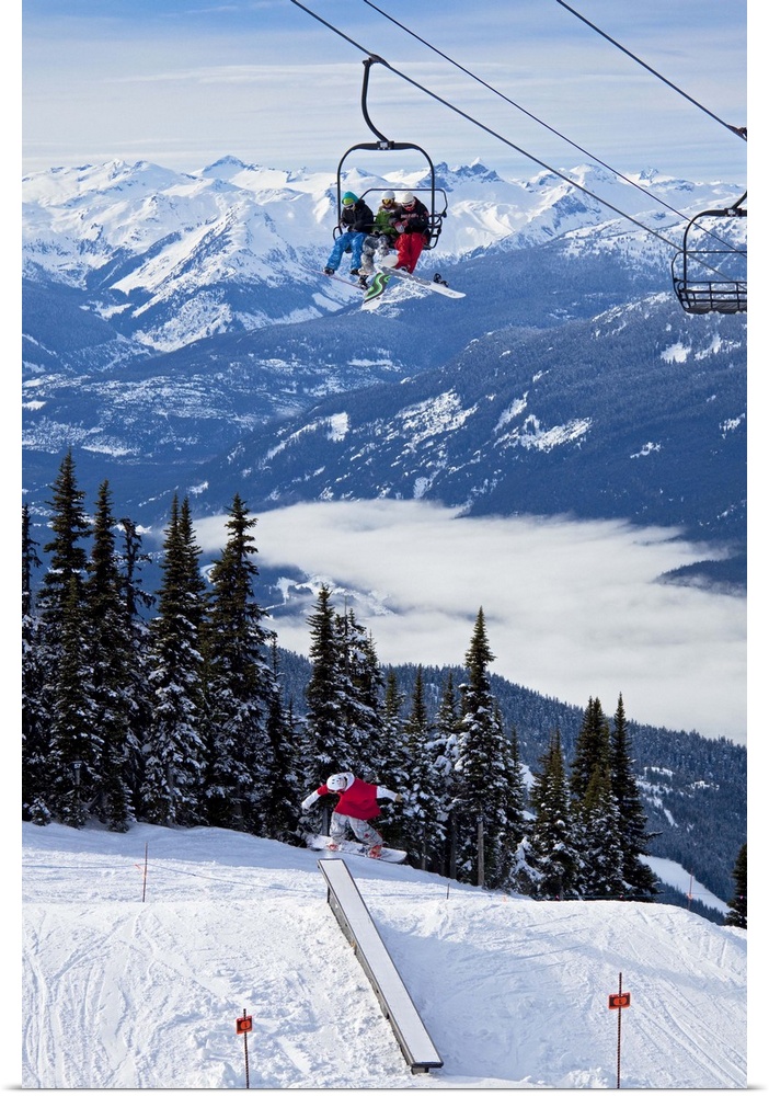 Canada, British Columbia, Skiiing in the 7th Heaven Express slope