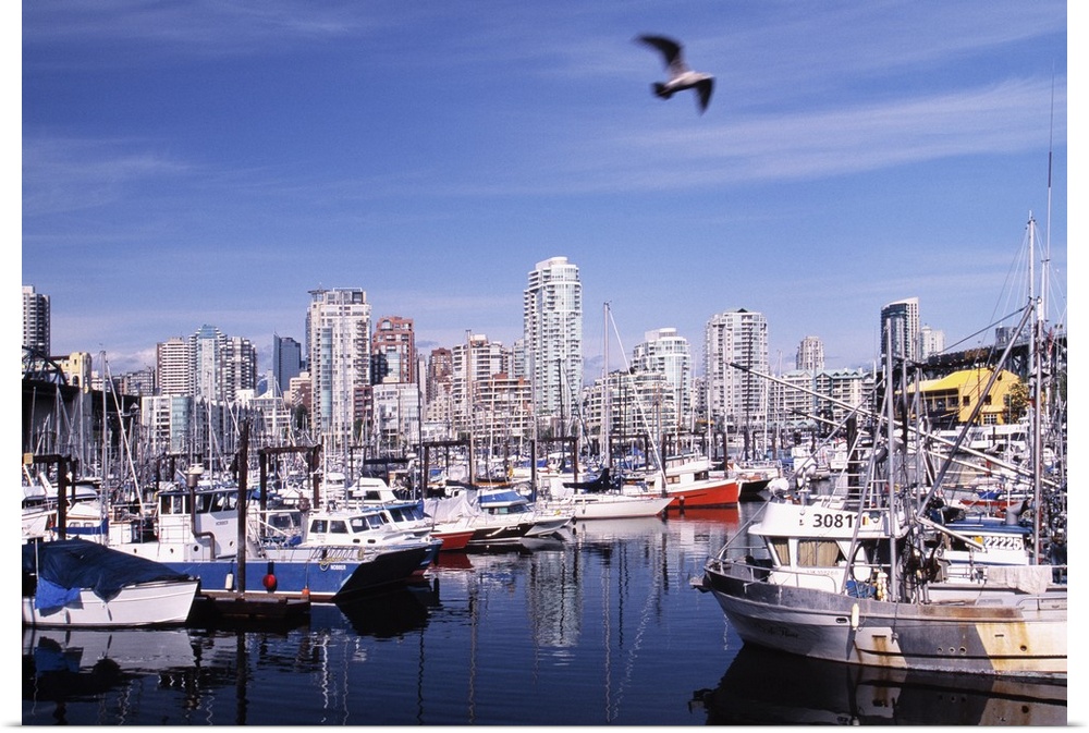 Canada, British Columbia, Vancouver, The town from Granville Island harbour