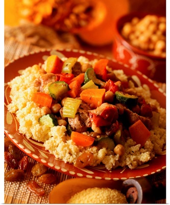 Couscous with lamb, North Africa cuisine, Morocco cuisine