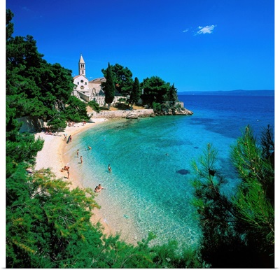 Croatia, Brac, Brac Island, Bol beach, beach at Dominican cloister