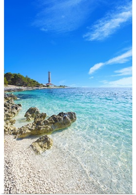 Croatia, Dalmatia, Dugi Otok Island, Balkans, Adriatic Sea, Veli Rat Lighthouse, Beach