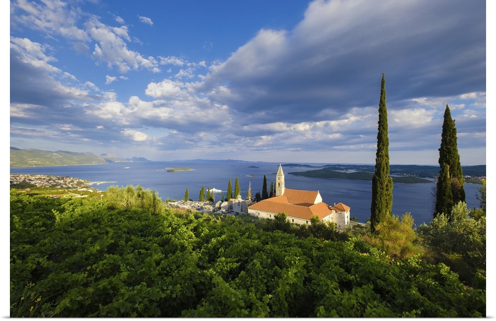 Croatia, Dalmatia, Peljesac Peninsula, Mediterranean sea, Adriatic sea, Adriatic Coast, Orebic, Last lights on the monaste...
